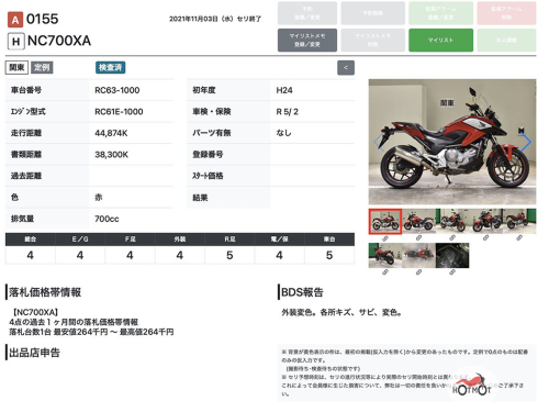 Мотоцикл HONDA NC 700X 2013, Красный фото 13