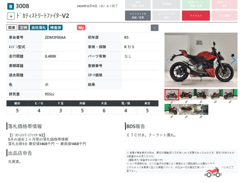 Мотоцикл DUCATI Streetfighter V2 2022, Красный фото 11