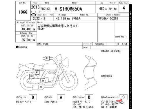 Мотоцикл SUZUKI V-Strom DL 650 2013, БЕЛЫЙ фото 11