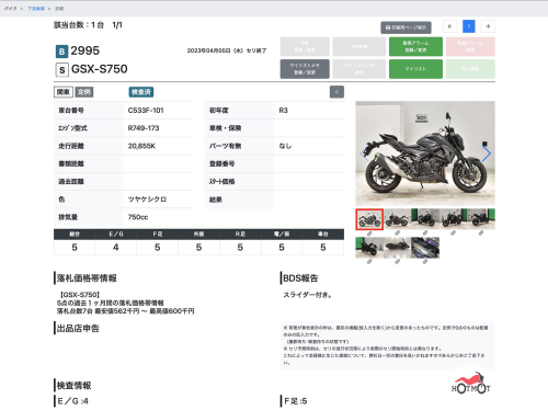 Мотоцикл SUZUKI GSX-S 750 2020, СЕРЫЙ фото 11