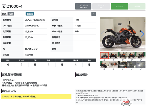 Мотоцикл KAWASAKI Z 1000 2011, Оранжевый фото 11