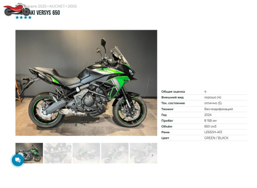 Мотоцикл Kawasaki Versys 650 2024, ЗЕЛЕНЫЙ фото 6