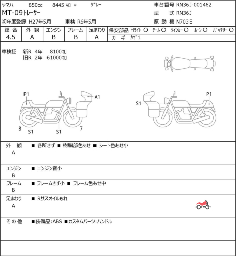 Мотоцикл YAMAHA MT-09 Tracer (FJ-09) 2015, Серый фото 6