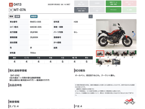 Мотоцикл YAMAHA MT-07 (FZ-07) 2015, Красный фото 13