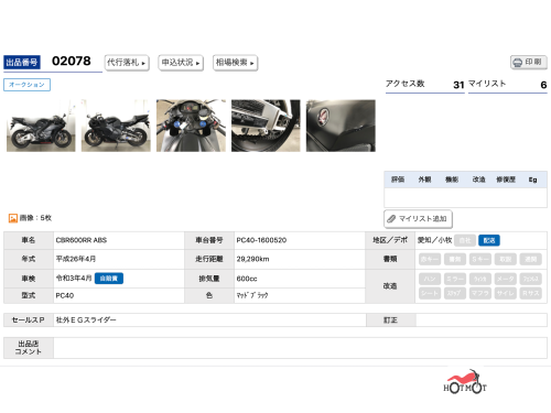 Мотоцикл HONDA CBR 600RR 2014, Черный фото 11