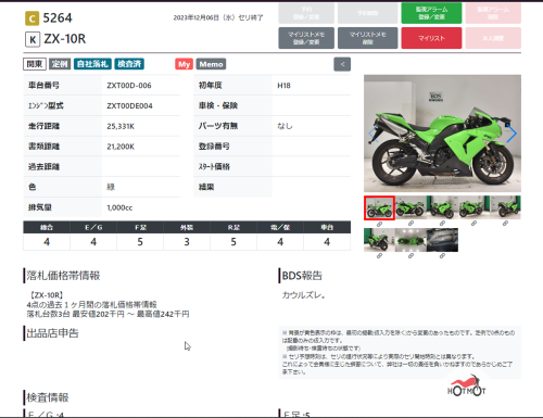 Мотоцикл KAWASAKI ZX-10 Ninja 2006, Зеленый фото 17