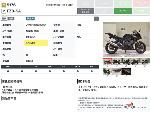 Мотоцикл YAMAHA FZ8 2013, Черный фото 13