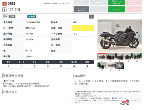 Мотоцикл SUZUKI GSX 1300 R HAYABUSA 2013, черный фото 8
