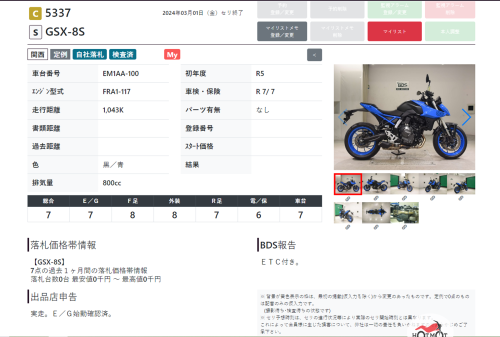 Мотоцикл SUZUKI GSX-8S 2023, СИНИЙ фото 11