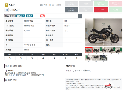 Мотоцикл HONDA CB650R 2022, Черный фото 11
