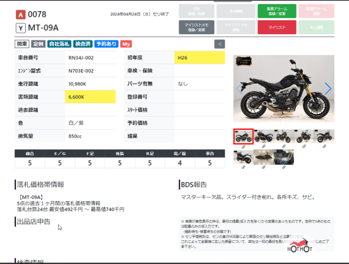 Мотоцикл YAMAHA MT-09 (FZ-09) 2014, ФИОЛЕТОВЫЙ фото 12
