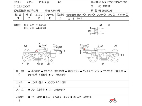 Мотоцикл KAWASAKI VERSYS 650 2015, Жёлтый фото 11