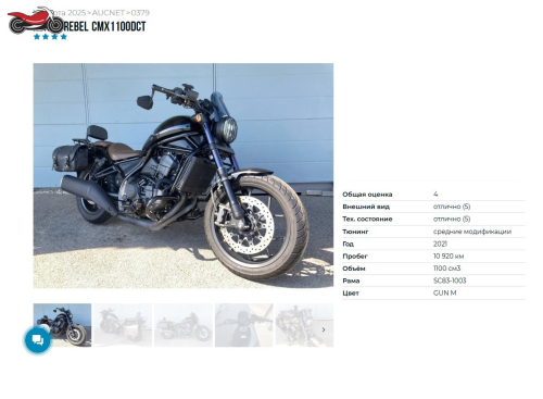 Мотоцикл HONDA CMX 1100 Rebel 2021, ЧЕРНЫЙ фото 10