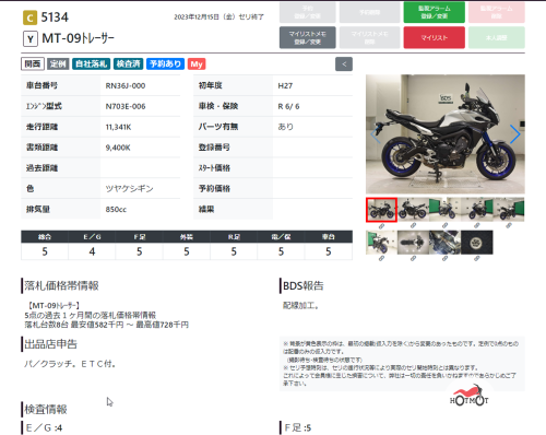 Мотоцикл YAMAHA MT-09 Tracer (FJ-09) 2015, СЕРЫЙ фото 15