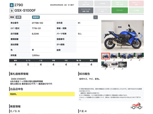 Мотоцикл SUZUKI GSX-S 1000 F 2019, СИНИЙ фото 13