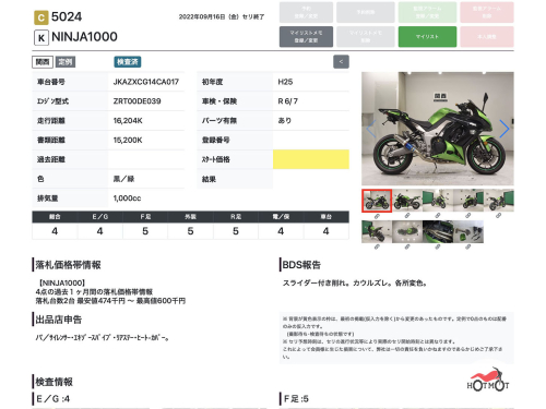 Мотоцикл KAWASAKI Z 1000SX 2013, Зеленый фото 11