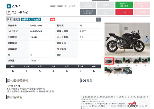 Мотоцикл YAMAHA YZF-R7 2023, Черный фото 10