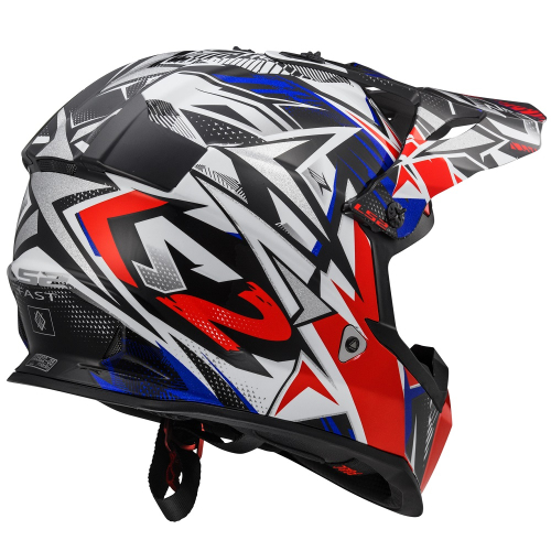 Шлем LS2 MX437 Fast Strong Бело-Сине-Красный фото 3