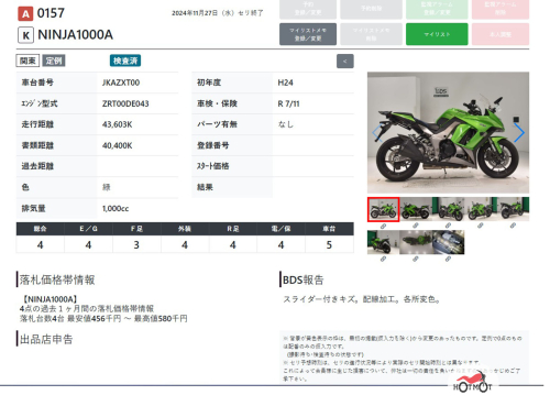 Мотоцикл KAWASAKI Z 1000SX 2012, Зеленый фото 11