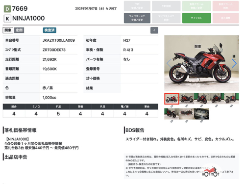 Мотоцикл KAWASAKI Z 1000SX 2015, Красный фото 11