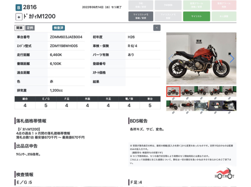 Мотоцикл DUCATI Monster 1200 2015, Красный фото 11