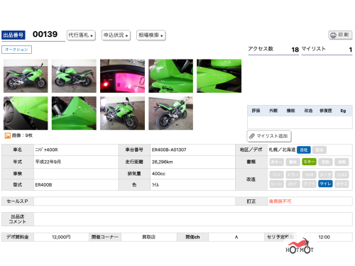Мотоцикл KAWASAKI ER-4f (Ninja 400R) 2011, Зеленый фото 11