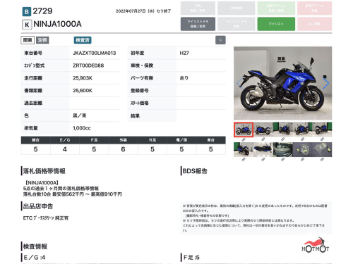 Мотоцикл KAWASAKI Z 1000SX 2013, СИНИЙ фото 10