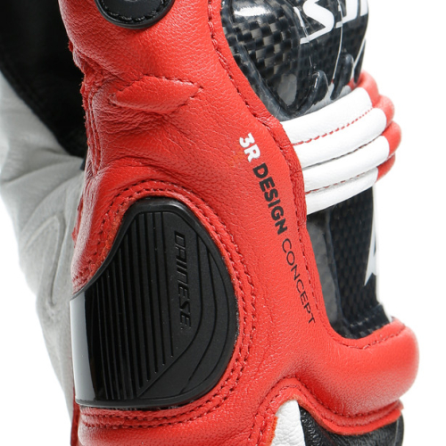 Перчатки кожаные Dainese DRUID 3 Black/White/Lava-Red фото 2
