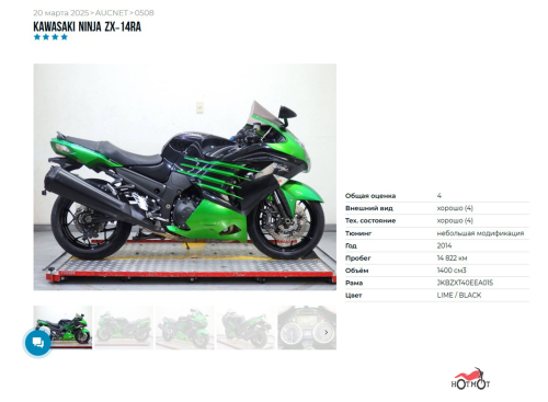 Мотоцикл KAWASAKI ZX-14R 2014, Черный фото 11
