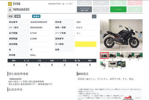 Мотоцикл KAWASAKI ER-6f (Ninja 650R) 2012, Черный фото 15