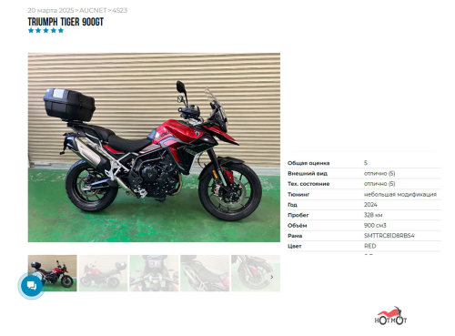 Мотоцикл TRIUMPH Tiger 900 2024, Красный фото 11