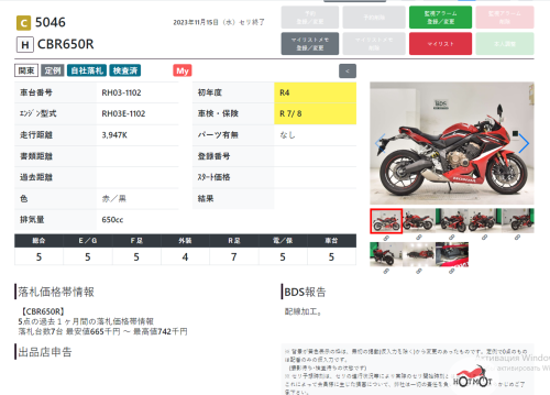 Мотоцикл HONDA CBR 650R 2022, Красный фото 11