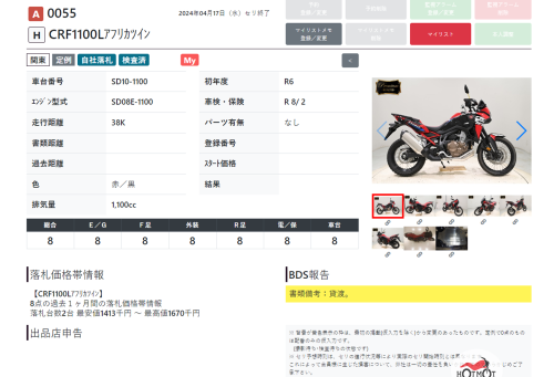 Мотоцикл HONDA CRF 1100L Africa Twin 2021, Красный фото 11