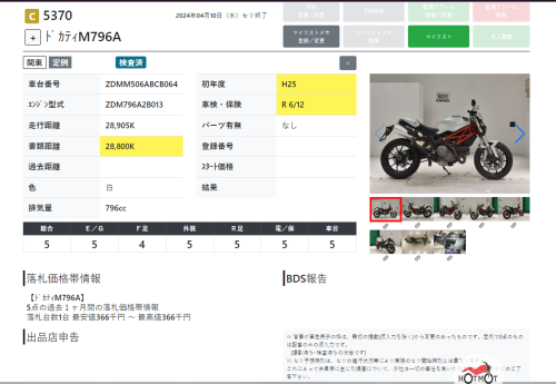Мотоцикл DUCATI Monster 796 2013, белый фото 16