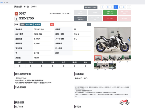 Мотоцикл SUZUKI GSX-S 750 2020, БЕЛЫЙ фото 11