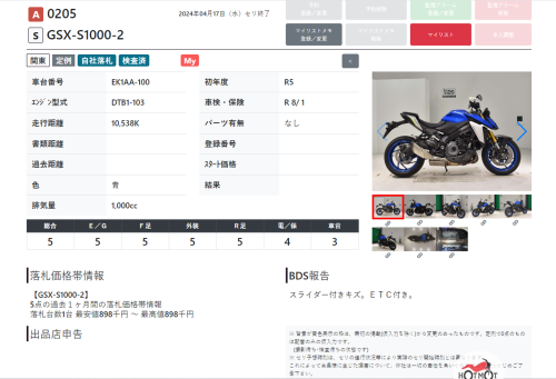 Мотоцикл SUZUKI GSX-S 1000 2023, Синий фото 15